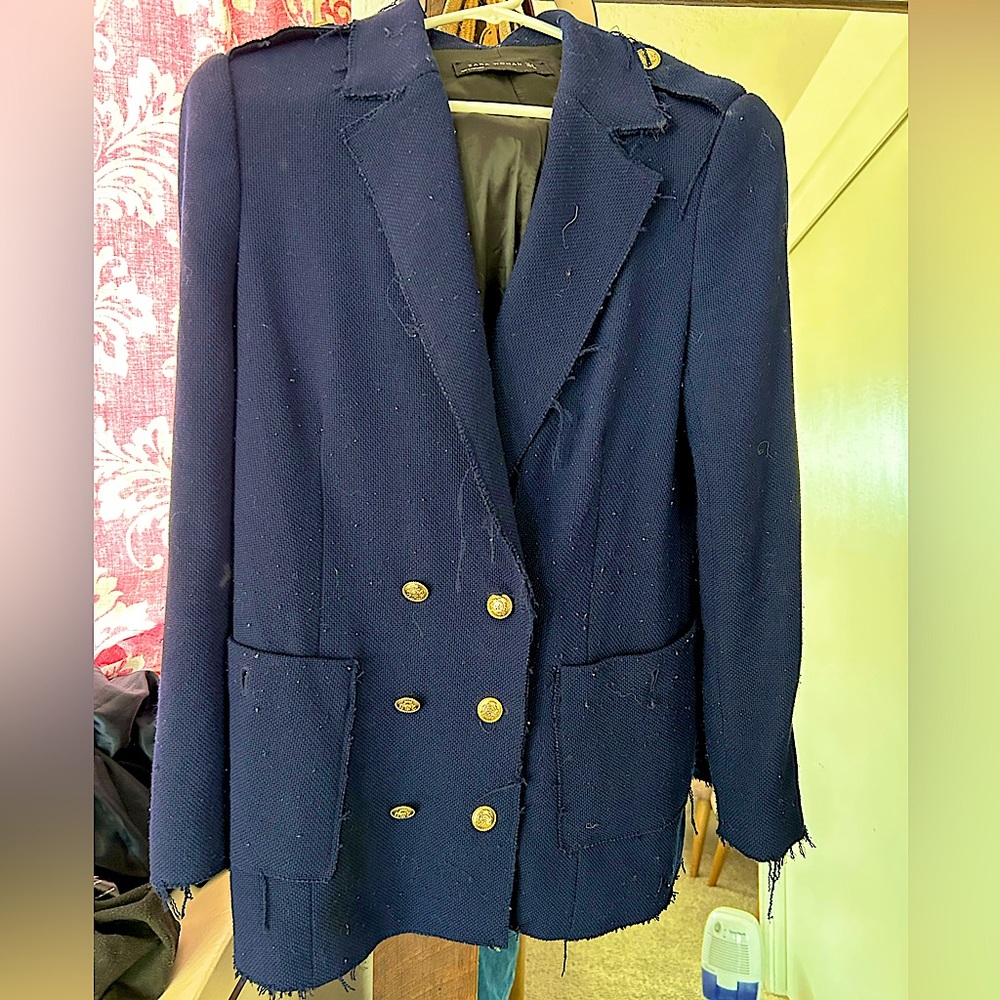Zara navy blazer with gold buttons